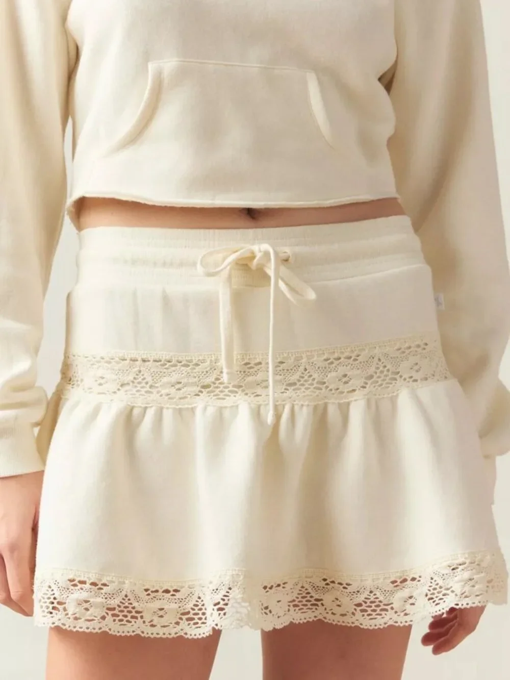 Urban Outfitters Out From Under Jayden Lace-Inset Skort - Ivory - Size Medium